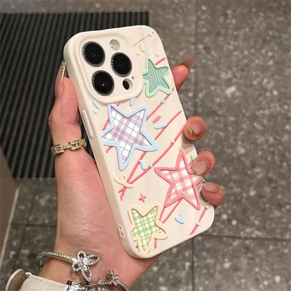 Gourde Funny Aesthetic Cute Stars Pattern Couple Case for Iphone - Image 2