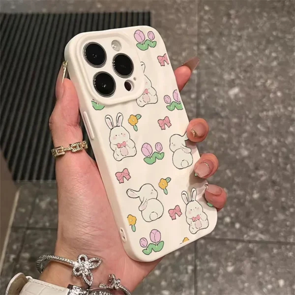 Gourde Aesthetic Cute Casing Flower Rabbit Bow Case for Iphone - Image 4