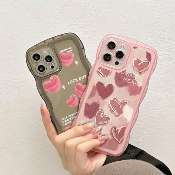 Gourde Cute Aesthetic Casing Pink Love Heart Case for Iphone - Image 5