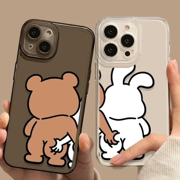 Funny Bear Bunny Couple Phone Case for IPhone - Image 2