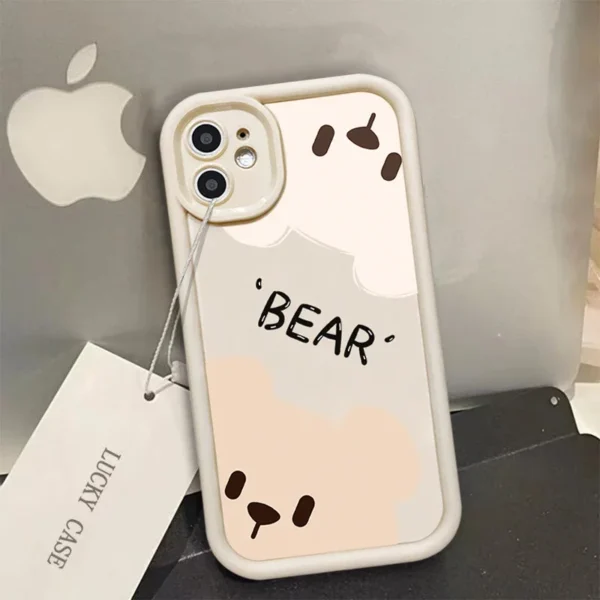 Cartoon liquid silicone Bear Cute Phone Case For iPhone - Image 3