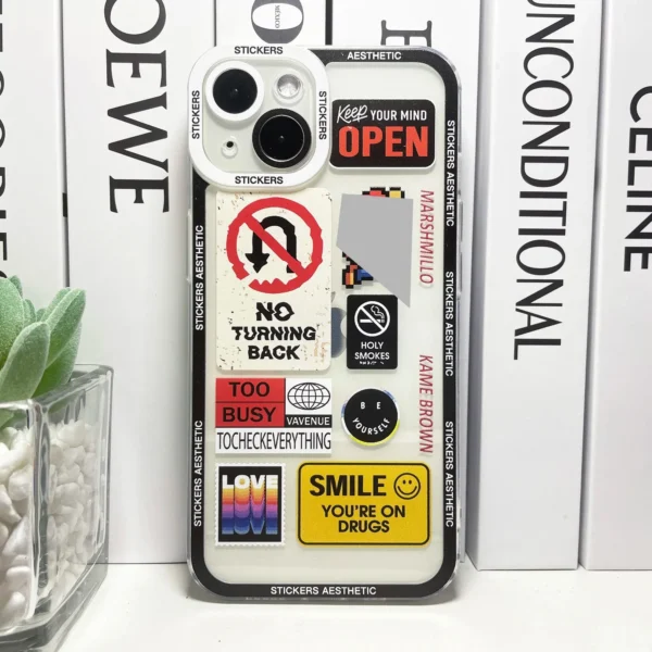 Mix Labels Collage Stickers Aesthetic Case iPhone - Image 6