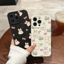 Gourde Aesthetic Cute Casing Flower Rabbit Bow Case for Iphone