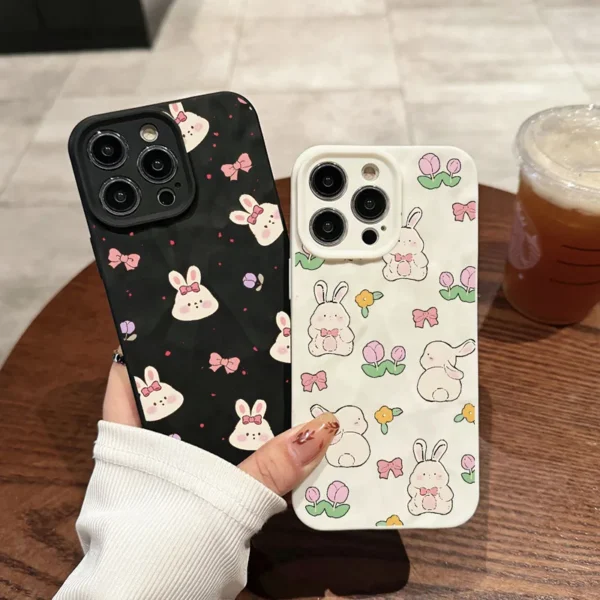 Gourde Aesthetic Cute Casing Flower Rabbit Bow Case for Iphone - Image 2