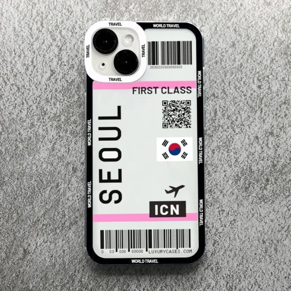 Plane Travel Ticket New York London Case For iPhone - Image 4
