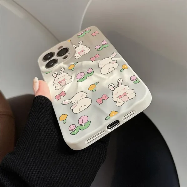 Gourde Aesthetic Cute Casing Flower Rabbit Bow Case for Iphone - Image 6