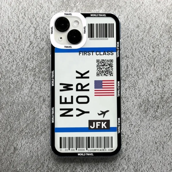 Plane Travel Ticket New York London Case For iPhone - Image 6