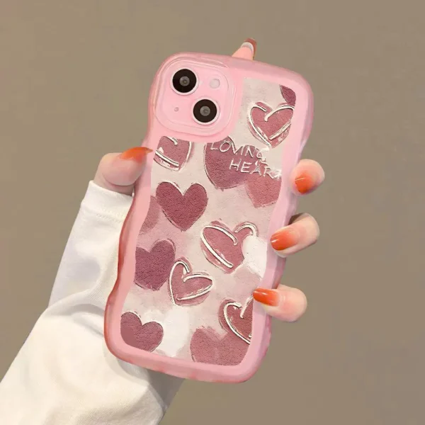 Gourde Cute Aesthetic Casing Pink Love Heart Case for Iphone - Image 2