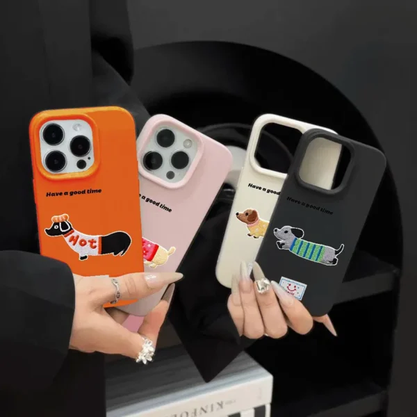 Gourde Aesthetics Cute Casing Dachshund Pattern Case Iphone - Image 2