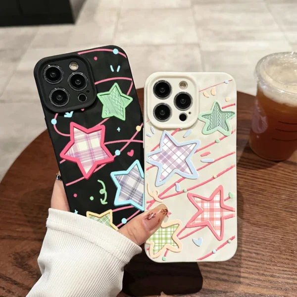 Gourde Funny Aesthetic Cute Stars Pattern Couple Case for Iphone - Image 4