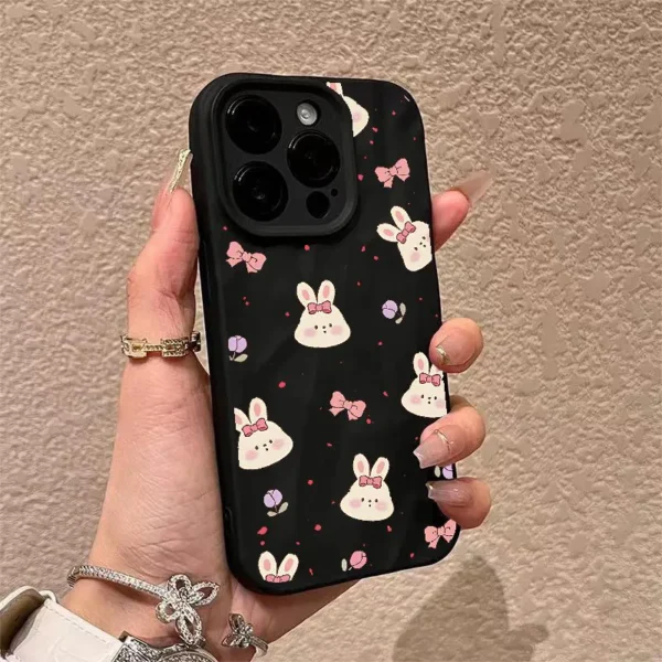 Gourde Aesthetic Cute Casing Flower Rabbit Bow Case for Iphone - Image 3