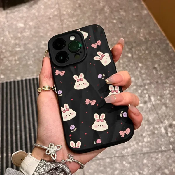 Gourde Aesthetic Cute Casing Flower Rabbit Bow Case for Iphone - Image 5