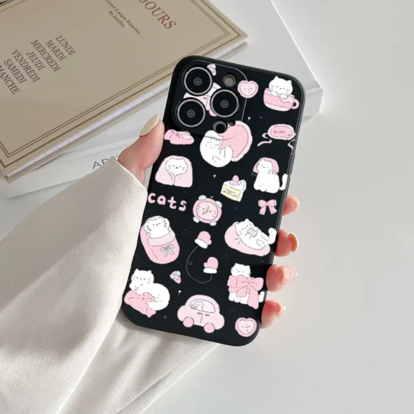 Gourde Aesthetic Cute Casing Bow Cat Pattern Case for Iphone - Image 6