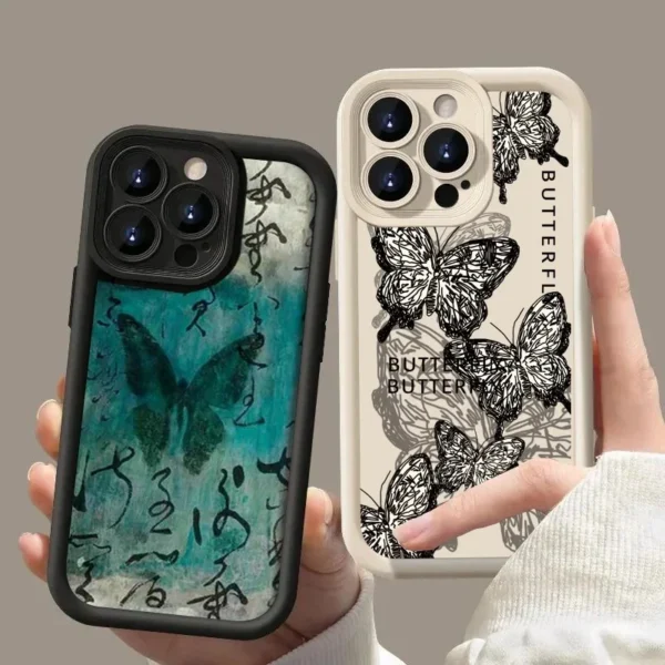 INS Retro Butterfly Silicone Phone Case For iPhone - Image 6