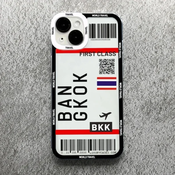 Plane Travel Ticket New York London Case For iPhone - Image 2