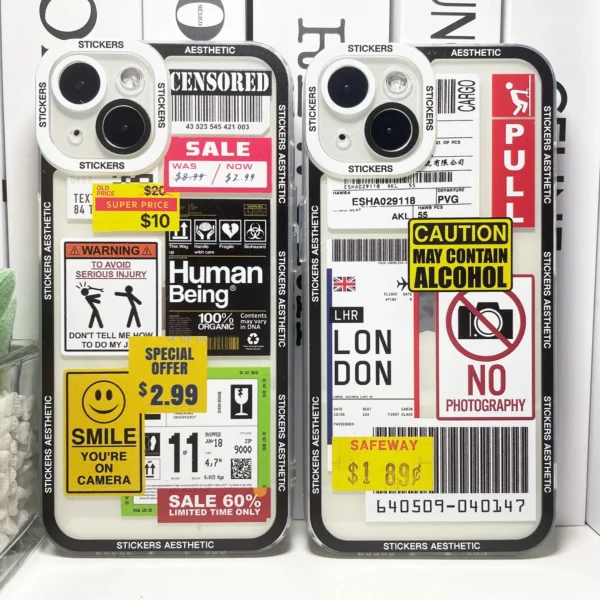 Mix Labels Collage Stickers Aesthetic Case iPhone