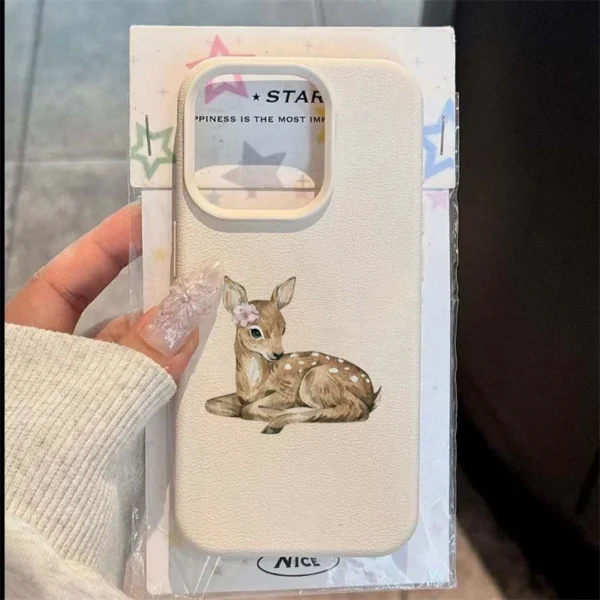 Vintage Brown Deer Design Phone Case For iPhone - Image 2