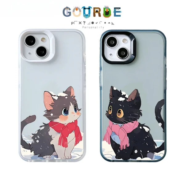 Gourde Aesthetic Cute Casing Couple Cartoon Cat Case Iphone