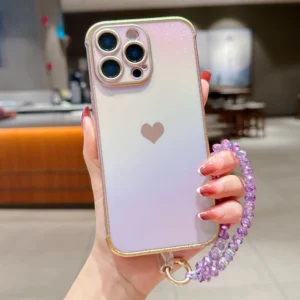 Luxury Lanyard Love Heart Phone Case For iPhone