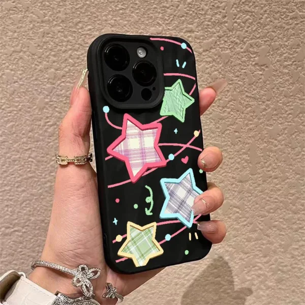 Gourde Funny Aesthetic Cute Stars Pattern Couple Case for Iphone - Image 3