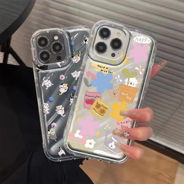 Gourde Aesthetic Cute Casing Cat Flower Clear Case for Iphone - Image 4
