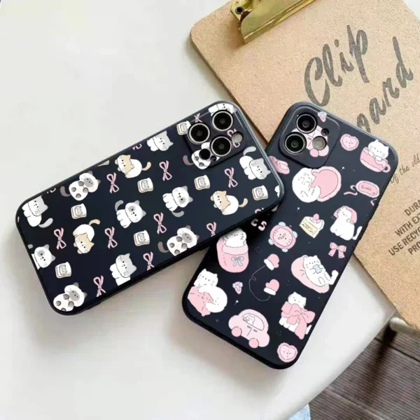 Gourde Aesthetic Cute Casing Bow Cat Pattern Case for Iphone - Image 4