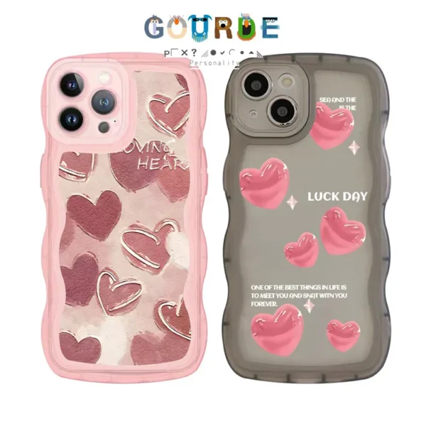 Gourde Cute Aesthetic Casing Pink Love Heart Case for Iphone